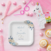 Elegant Blue and Ivory Rose Wedding Pappteller (Party)