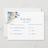 Elegant Blue and Ivory Rose Wedding RSVP Karte (Vorderseite)