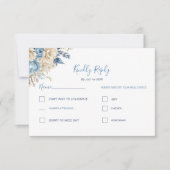 Elegant Blue and Ivory Rose Wedding RSVP Karte (Vorderseite)