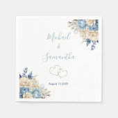 Elegant Blue and Ivory Rose Wedding Serviette (Vorderseite)