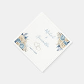 Elegant Blue and Ivory Rose Wedding Serviette (Ecke)