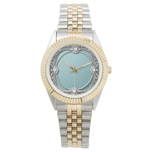 Elegant Blue and Silver eWatch  Armbanduhr (Vorderseite)