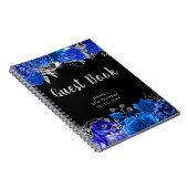 Elegant Blue and Silver Flower Birthday Guest Book Notizblock (Rechte Seite)