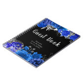 Elegant Blue and Silver Flower Birthday Guest Book Notizblock (Linke Seite)