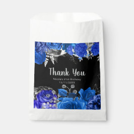 Elegant Blue and Silver Flowers Birthday Party Geschenktütchen