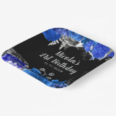 Elegant Blue and Silver Flowers Birthday Party Pappteller (Gewinkelt)