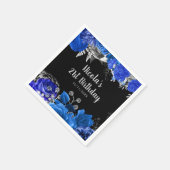 Elegant Blue and Silver Flowers Birthday Party Serviette (Ecke)