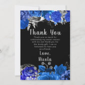 Elegant Blue and Silver Flowers Sweet Sixteen Dankeskarte (Vorderseite)