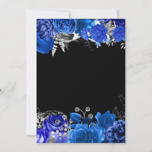 Elegant Blue and Silver Flowers Sweet Sixteen Dankeskarte (Rückseite)