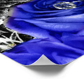 Elegant Blue and Silver Flowers Sweet Sixteen  Poster (Ecke)