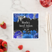 Elegant Blue and Silver Flowers Sweet Sixteen Serviette (Beispiel)