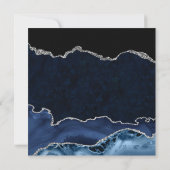 Elegant Blue and Silver Glitzer Agate Wedding Einladung (Rückseite)