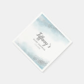 Elegant Blue and Silver Glitzer Baby Shower Serviette (Ecke)