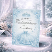Elegant Blue and Silver Quinceanera  Einladung
