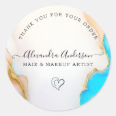 Elegant Blue and White Agate Business Vielen Dank Runder Aufkleber (Vorderseite)