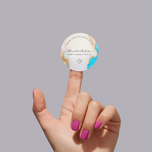 Elegant Blue and White Agate Business Vielen Dank Runder Aufkleber