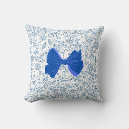 Elegant Blue and White Bow Pattern Kissen