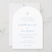 Elegant Blue and White Coastal Chic Wedding Einladung (Vorderseite)