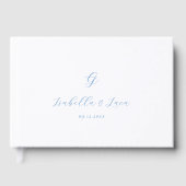 Elegant Blue and White Coastal Chic Wedding Gästebuch (Vorderseite)