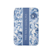 Elegant Blue and White Flowers Floral Pattern Badematte (Vorderseite Vertikal)