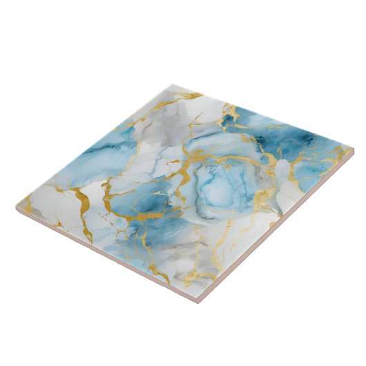 Elegant Blue And White Gold Marble Pattern Fliese (Seite)