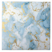 Elegant Blue And White Gold Marble Pattern Fliese (Vorderseite)