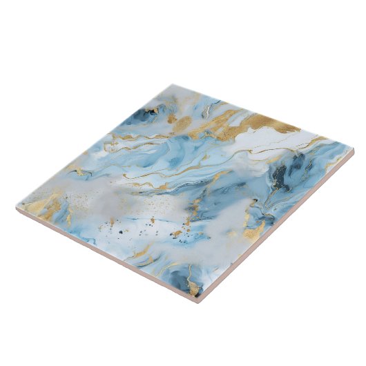 Elegant Blue And White Gold Marble Pattern  Fliese (Seite)