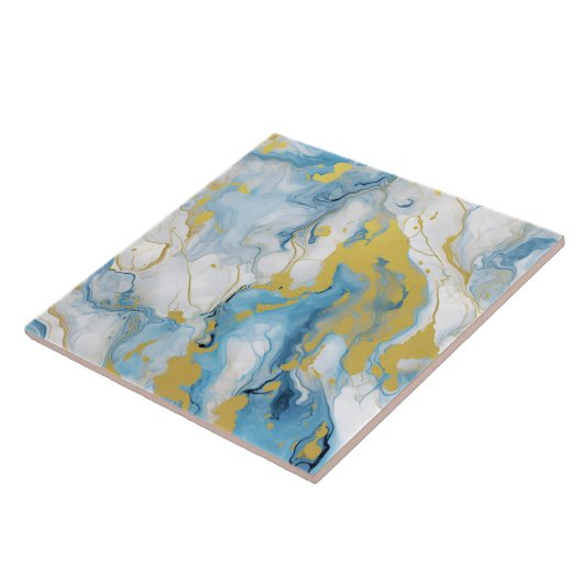 Elegant Blue And White Gold Marble Pattern  Fliese (Seite)