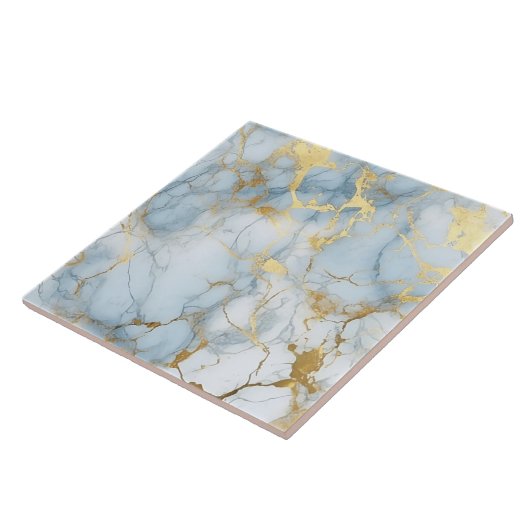 Elegant Blue And White Gold Marble Pattern  Fliese (Seite)
