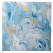Elegant Blue And White Gold Marble Pattern  Fliese (Vorderseite)