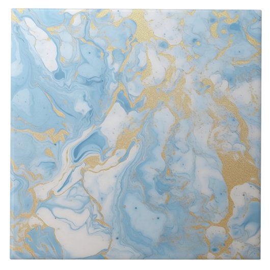 Elegant Blue And White Gold Marble Pattern Fliese (Vorderseite)