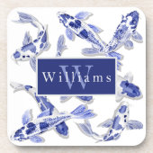 Elegant Blue And White Koi Fish Getränkeuntersetzer (Vorderseite)