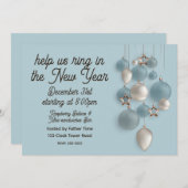 Elegant Blue and White Ornaments New Year's Eve Einladung (Vorne/Hinten)