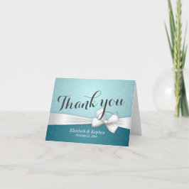 Elegant Blue and White Ribbon Wedding Vielen Dank Dankeskarte