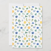 Elegant Blue and Yellow Floral Wedding Einladung (Rückseite)