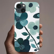 Elegant Blue Aqua Floral Botanical Phone Case