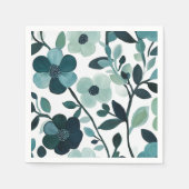 Elegant Blue Aqua Floral Botanisches Papier Napkin Serviette (Vorderseite)