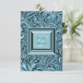 Elegant Blue Aquamarin Blue Wedding RSVP (Stehend Vorderseite)