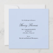 Elegant Blue Baby Announcement Photo Minimalist (Rückseite)