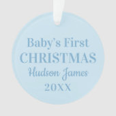 Elegant Blue Baby Boy First Christmas Foto Ornament (Vorderseite)