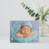 Elegant Blue Baby Foto Vielen Dank Postcard Postkarte (Stehend Vorderseite)