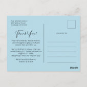 Elegant Blue Baby Foto Vielen Dank Postcard Postkarte (Rückseite)