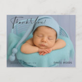 Elegant Blue Baby Foto Vielen Dank Postcard Postkarte (Vorderseite)