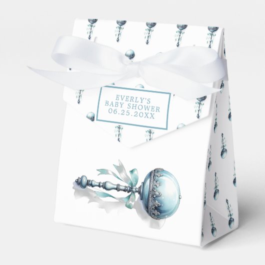 Elegant Blue Baby Rattle Boy Baby Shower Geschenkschachtel (Vorderseite)