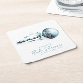 Elegant Blue Baby Rattle Boy Baby Shower Rechteckiger Pappuntersetzer (angewinkelt)