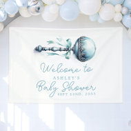 Elegant Blue Baby Rattle Boy Baby Shower Willkomme Banner