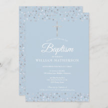 Elegant Blue Baptisse Christening Silver Hearts