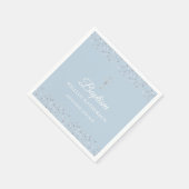 Elegant Blue Baptisse Christening Silver Hearts Serviette (Ecke)