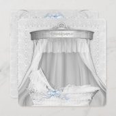 Elegant Blue Bassinet Baby Boy Shower Einladungen (Vorne/Hinten)