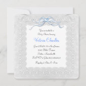 Elegant Blue Bassinet Baby Boy Shower Einladungen (Rückseite)